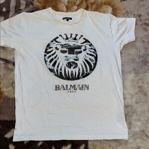 Balmain White Graphic T-Shirt for Men